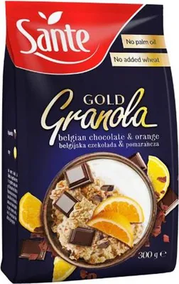 GRANOLA GOLD BELGIJSKA CZEKOLADA POMARAŃCZA 300g SANTE