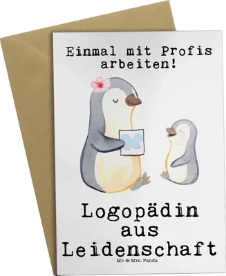 Produktbild von Mr. & Mrs. Panda Glückwunschkarte Logopädin Leidenschaft - Weiß - Geschenk, hochzeitskarten, Ausbildung, einladungskarten, Studium, Grußkarten, Lustig, Spruch, osterkarte