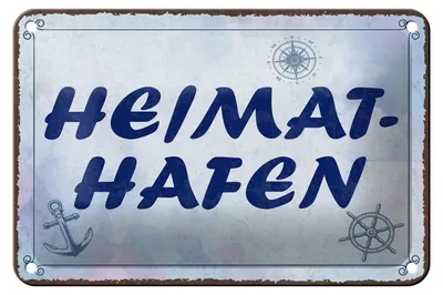 Produktbild von Blechschild Spruch 12x18 cm Heimathafen blaues Deko Schild
