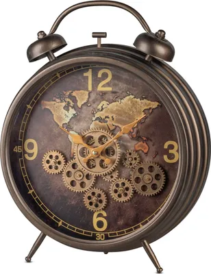 Produktbild von Kremers Schatzkiste Standuhr Weltkarte mit sichtbar beweglichen Zahnrädern 50 cm