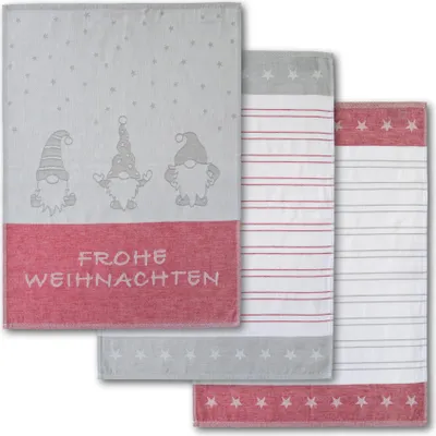 Produktbild von Dyckhoff Geschirrtücher Wichtel rot 50.0 x 70.0 cm 3 St
