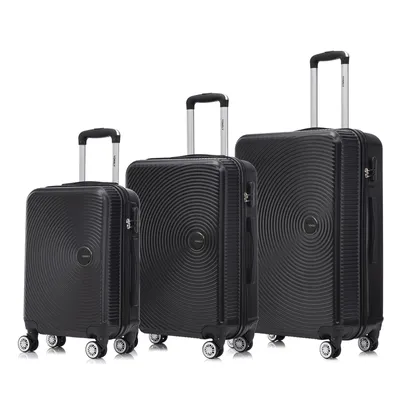 Produktbild von Suitcase Set, Rollkoffer Handgepäck, Kofferset, mit 4 Rollen 360°, Hartschalenreise Zahlenschloss, Weicher Gummigriff (3er Set, M,L&XL,Schwarz)