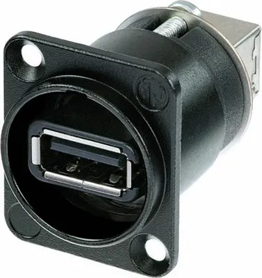 Obrázok produktu pre Neutrik NAUSB-B, USB A (F), USB B (M), Čierna, Strieborná
