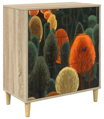 Produktbild von Kommode ZAANDAM Waldmuster 66 x 36,5 x 75 cm Holzwerkstoff