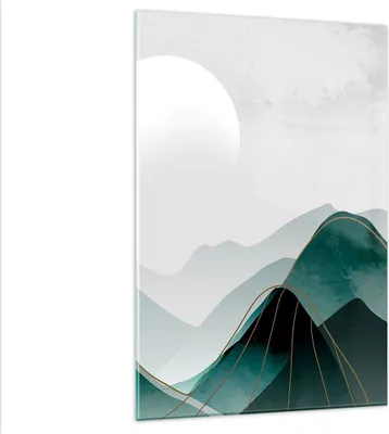 Produktbild von Bilder auf glas - Einteilig - Abstraktion Berge Stück - 80x120cm - Glasbilder - Wandbilder - Bilder - zum Aufhängen bereit - Wanddekoration aus Glas - Glas Bilder - Wandbild auf Glas - GPA80x120-4911