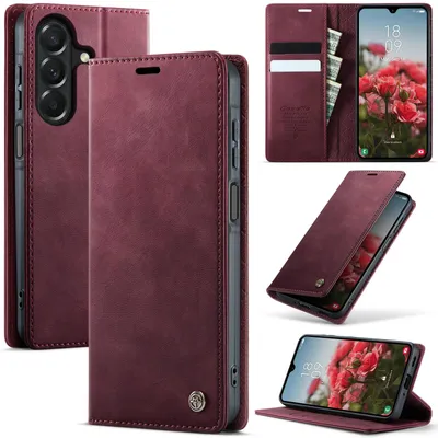 Produktbild von Handyhülle für Samsung Galaxy A27 Hülle Leder mit RFID Schutzhülle Klapphülle Magnet Kartenfach Standfunktion Rot