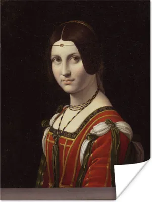 Produktbild von MuchoWow® Poster La Belle Ferronnière - Leonardo da Vinci 60x80 cm - Schlafzimmer Dekoration