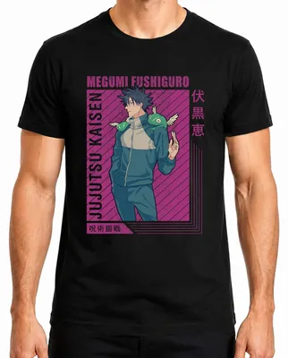 Productafbeelding van Megumi Fushiguro Jujutsu Kaisen Shikigami Anime Retro Heren T-shirt, Zwart, Maat M