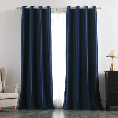 Image de Rideaux en velours - Rideaux prêts à poser, doux et Lot de 2 rideaux pour chambre et salon