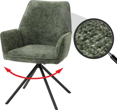 Produktbild von Esszimmerstuhl HWC-G67, Küchenstuhl Stuhl mit Armlehne, drehbar Auto-Position, Chenille  MVG  grün