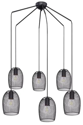 Produktbild von Hängeleuchte, 6-Flammig, Gitter, schwarz, 75 cm