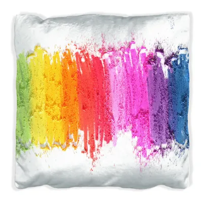 Produktbild von Wallario Premium Kissen, weiche Oberfläche, mit Motiv Regenbogenstreifen auf weißem Hintergrund - Bunter Anstrich, Größe: 60 x 60 cm, mit weißer Rückseite