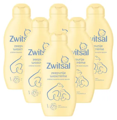 Produktbild von 6x Zwitsal Wascreme Zeepvrij 200 ml