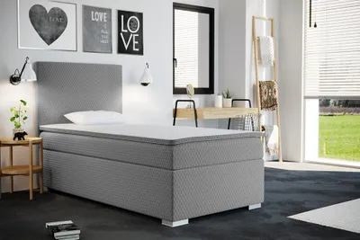 Produktbild von Kaiser Möbel Jugendbetten Kinderbett Boxspringbett mit bettkasten matratze topper ICON 80x200cm Hellgrau