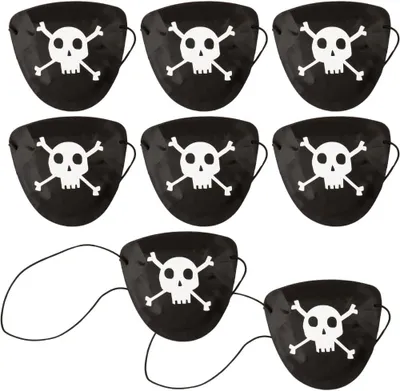 Productafbeelding van Buccaneer zwarte plastic piraat ooglapjes (8 cm x 13 cm) - Perfecte feestartikelen voor Swashbuckling Fun & Adventure