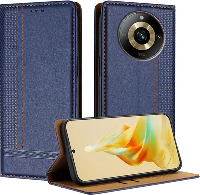 Produktbild von Handyhülle für Realme 11 Pro Leder Flip Klappbare Schutzhülle mit Standfunktion Blau