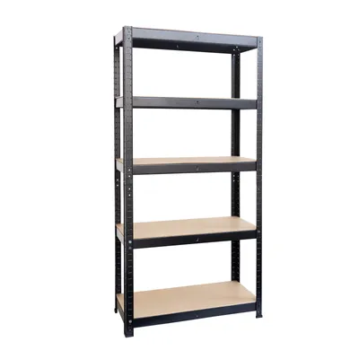 Zdjęcie produktu dla Wytrzymałe półki w kolorze czarnym Całkowity udźwig 1325 kg Wymiary 150 x 70 x 30 cm