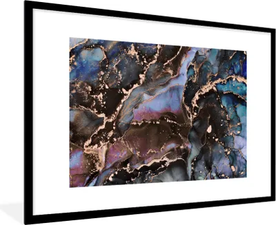 Produktbild von MuchoWow® Gerahmtes Poster Marmor - Gold - Rosa 90x60 cm - Poster mit Schwarzem Bilderrahmen Wandposter Rahmen Foto Bilder - Wanddekoration - Fotos