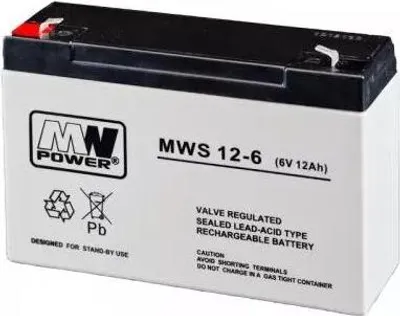 Obrázek produktu pro Baterie olověná 6V / 12Ah MWS 12-6 gelový akumulátor