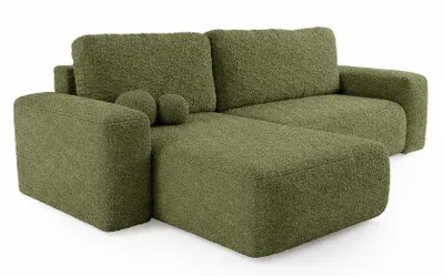 Obrázek produktu pro ANMIL Rohová sedačka LUMI, tvar L, rozměry 282 × 94 × 177 cm, barva zelená, potah: látka QUELLE. Univerzální rozkládací pohovka s úložným prostorem