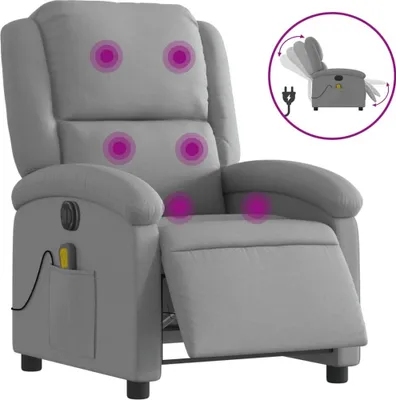 Produktbild von vidaXL Massagesessel Elektrisch Hellgrau Stoff