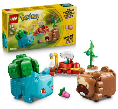 Produktbild von LEGO Pokémon SMART Play: Beerenfete mit Bisasam und Bidiza - kompatibles interaktives Set mit 2 SMART Tags und 2 Pokémon Figuren - Geschenkidee für Kinder ab 7 Jahren - 72155
