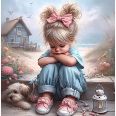Immagine prodotto di Pittura con i numeri "Ragazza offesa sul muro" 40x50 cm con cornice