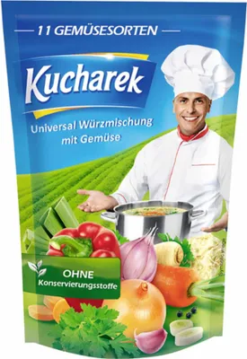 Produktbild von Kucharek Würzmischung mit Gemüse 6er Pack (6x200g Packung) + usy Block