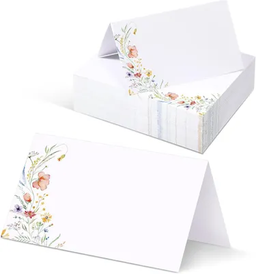 Productafbeelding van Tafelkaarten met aquarelmotieven van wilde bloemen, 50 stuks, voor feesten