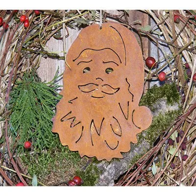 Produktbild von Rostiger Weihnachtsmann - Metall Dekofigur zum Hängen