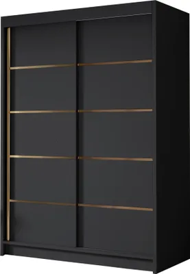 Produktbild von MIRJAN24 Schiebetürenschrank Lungo IV, Kleiderschrank mit Kleiderstange, mit zwei Schwebetüren, Garderobe (Farbe: Schwarz)