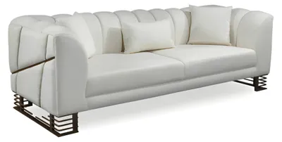 Immagine prodotto di Divano di design a 3 posti Divano imbottito Divano a tre posti con cuscini Soggiorno