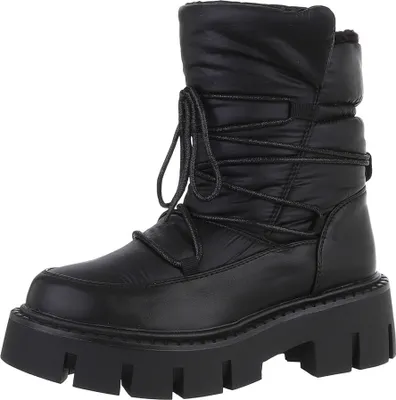 Produktbild von Ital-Design Damen Stiefeletten Plateaustiefeletten Schnürstiefeletten Warm gefüttert Synthetikoptik Snowboots 88489466 Schwarz Gr.  39