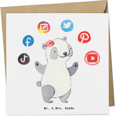 Produktbild von Mr. & Mrs. Panda Glückwunschkarte Influencerin Herz - Weiß - Geschenk, Klappkarte, doppelkarte, Grußkarte, faltkarte, anlasskarte