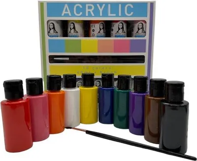 Zdjęcie produktu dla Zestaw farb akrylowych, 10 kolorów, 36 ml