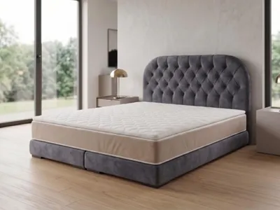 Produktbild von Polsterbett  LEON 4 mit Kopfteil, modernes gepolstertes Bett in 200 x 200 cm Farbe: Grau