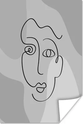 Produktbild von MuchoWow® Poster Minimalismus - Linienkunst - Schwarz - Weiß 20x30 cm - Papierdruck