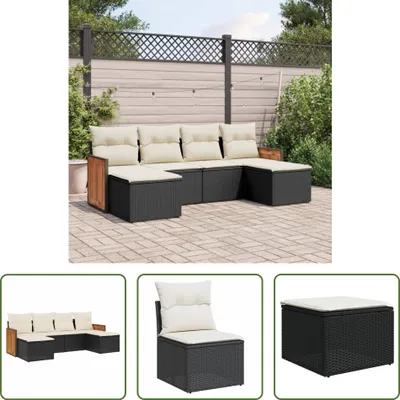 Produktbild von The Living Store 6-tlg. Garten-Sofagarnitur mit Kissen Schwarz Poly Rattan