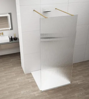 Produktbild von Polysan ESCA GOLD MATT Dusch-Glasteil, freistehend, Glas Flute, 1200 mm
