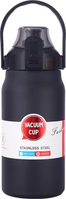 Produktbild von Schwarzer 1,2-l-Vakuumbecher aus 316er Edelstahl, große isolierte Wasserflasche aus Edelstahl, tragbarer Sportkessel