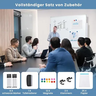 Obrázek produktu pro Mobilní tabule 120x90 cm - Oboustranná, magnetická, s kolečky a rastrovým vzorem