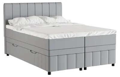 Produktbild von Boxspringbett Doppelbett 140x200, Hellgrau, AVALON, mit Bettkästen, mit Matratze, mit Topper, Panda Möbel