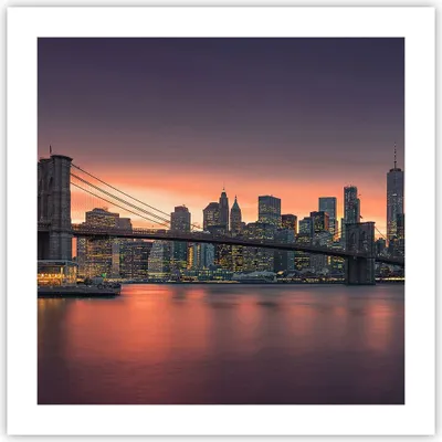 Produktbild von Poster - Poster ohne Rahmen - New York Brücke Nacht - 50x50 cm - Wand Bild - Wanddeko - Wandbilder - Kunstposter - Wandposter - Bilder - Kunstdruck - Wanddekoration - Wandbild - P2XAC50x50-4048