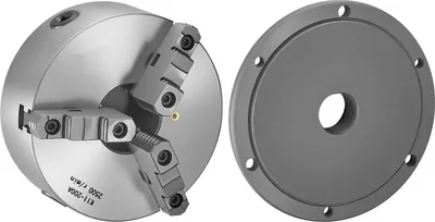 Immagine prodotto di mandrino da tornio a 3 griffe da 200 mm - Con piastra portante da 57,15 mm a 8 filetti - Mandrini di precisione per tornio
