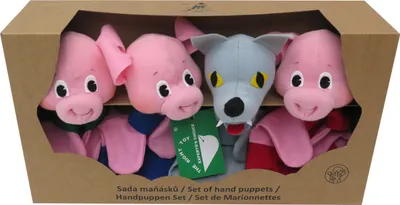 Produktbild von 4er Set Handpuppen Drei kleine Schweine & Wolf 18,5 cm Mehrfarbig, 22784D