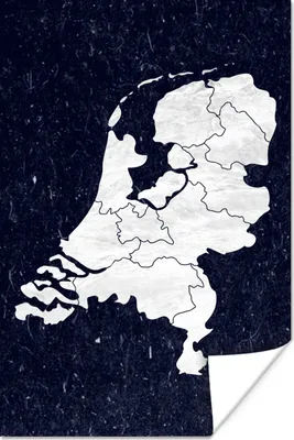 Produktbild von MuchoWow® Poster Karte - Niederlande - Weiß 40x60 cm - Plakate für die Wand - Poster Babyzimmer