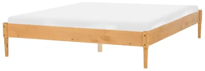 Produktbild von BELIANI Bett Hellbraun Kiefernholz mit Lattenrost 160x200 cm ohne Kopfteil ohne Fußteil Skandi Design Bettrahmen Holzbett Doppelbett