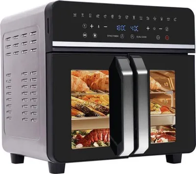 Zdjęcie produktu dla Fritownica powietrzna z podwójną komorą - moc 2200 W - pojemność 23 litry - panel dotykowy LED