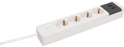 Produktbild von Unitec Tischsteckdose 4-fach, 2x USB 1,4 m mit Schalter, weiß/anthrazit