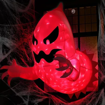 Productafbeelding van Opblaasbare spook Halloween, 137 cm. Opblaasbaar Halloween-spook, decoratie voor een griezelige Halloween, met draaiende LED-verlichting, ideaal voor een Halloween-feest